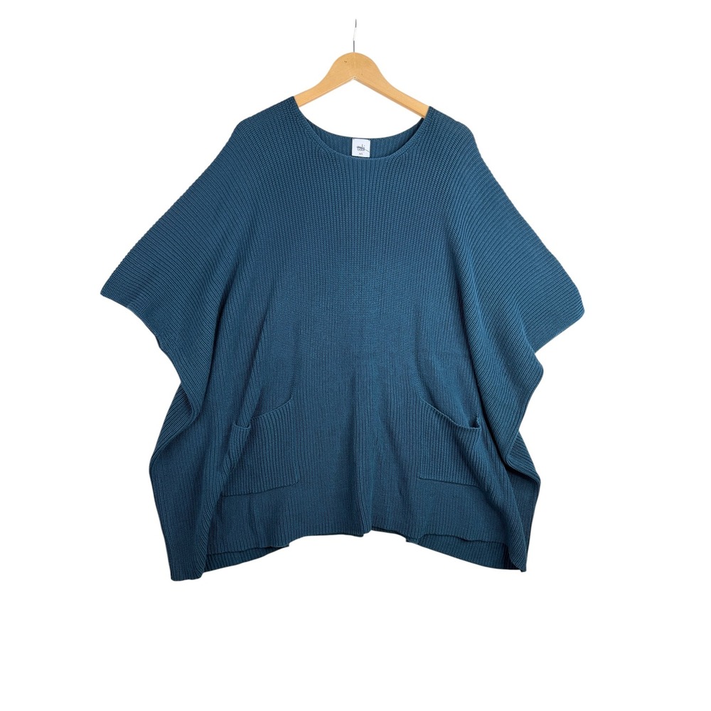 Cabi Poncho Knit Sweater size Medium/Large Teal Blue Style#3683
